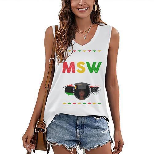 Queen MSW Social Work Grads Masters Graduation Women's V-Neck Tank Top - Best Gift Smart