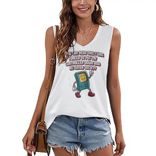If You Can Read This Gamer Humor Gaming Introvert Raglan Baseball Tee Women's V-Neck Tank Top - Raresse