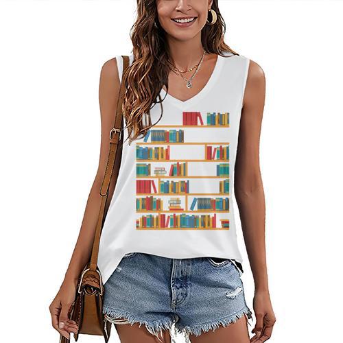 Reading Shirt There Is No Such Thing As Too Many Books Women's V-Neck Tank Top - Bookorys