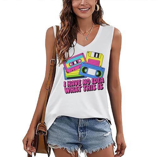 Retro Cassette Vintage 80s Nostalgia Women's V-Neck Tank Top - Figerry