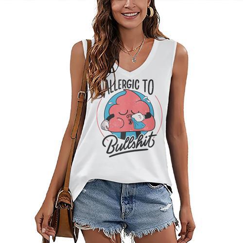 Retro Toon Introvert Sarcasm Anti-Social Nihilism Women's V-Neck Tank Top - Raresse