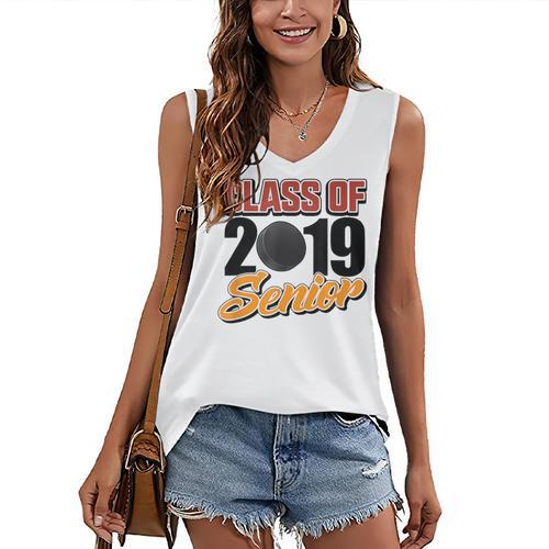 Senior Class Of 2019 Tshirt Graduation Students Hockey Women's V-Neck Tank Top - Best Gift Smart