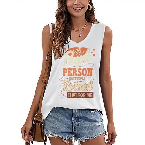 I Used To Be a People Person Antisocial Introvert Premium Women's V-Neck Tank Top - Raresse