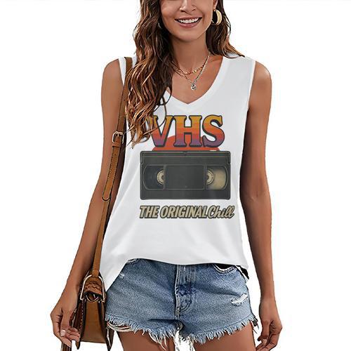 VHS Tape Nostalgia Old School Technology Humor Premium Women's V-Neck Tank Top - Figerry