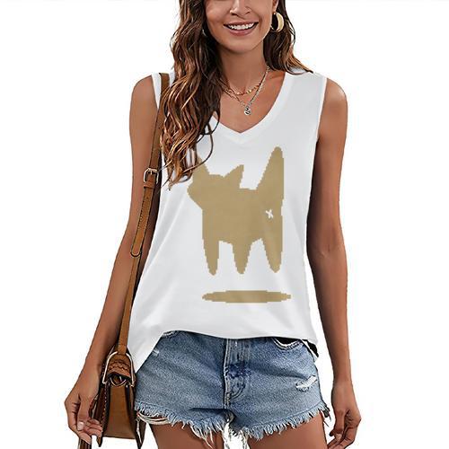Yk2 Cat With Tomboy Tail 90s Nostalgia Downtown Indie Premium Tri-Blend Women's V-Neck Tank Top - Figerry