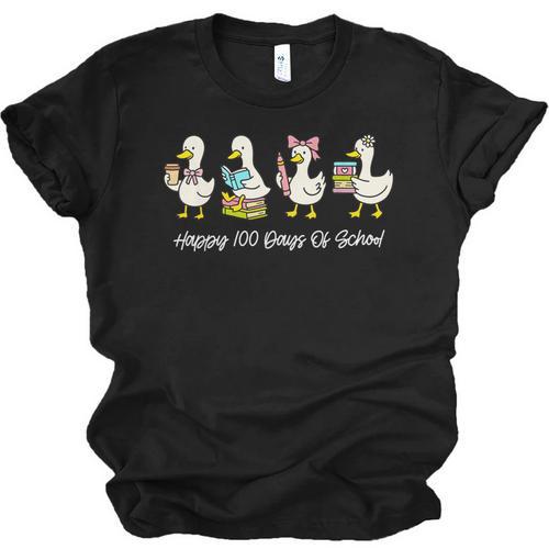100 Days Of School Cute Goose Coffee Books Teacher Life Unisex Jersey T-Shirt - Bookorys