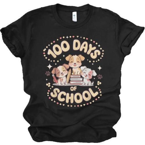 100 Days Of School Cute Puppies And Books Unisex Jersey T-Shirt - Bookorys UK