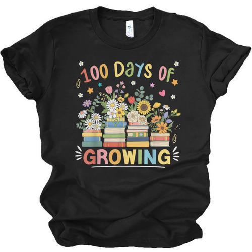 100th Day Of School Teacher Floral Books 100 Days Of Growing Unisex Jersey T-Shirt - Bookorys CA