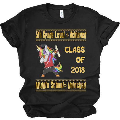 5th Grade Graduation Shirt Dabbing Unicorn Boys Class 2018 Unisex Jersey T-Shirt - Best Gift Smart