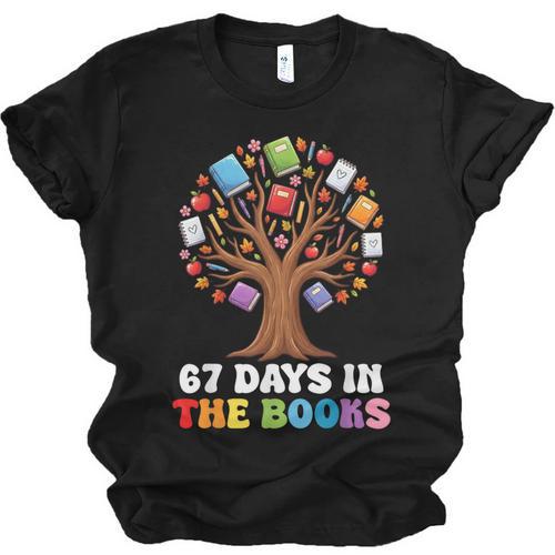 67 Days In The Books Reading Teacher 67th Day Of School Kids Unisex Jersey T-Shirt - Bookorys CA