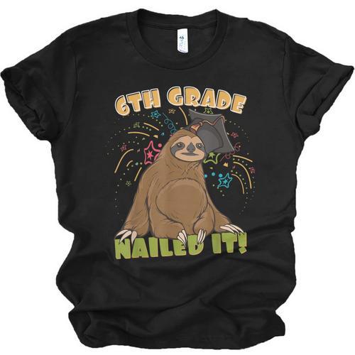 6th Grade Graduation Sloth Nailed It Class Of 2025 Unisex Jersey T-Shirt - Best Gift Smart