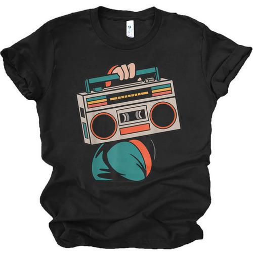 80s 90s Retro Party Costume Nostalgia Boombox Music Hip Hop Unisex Jersey T-Shirt - Figerry