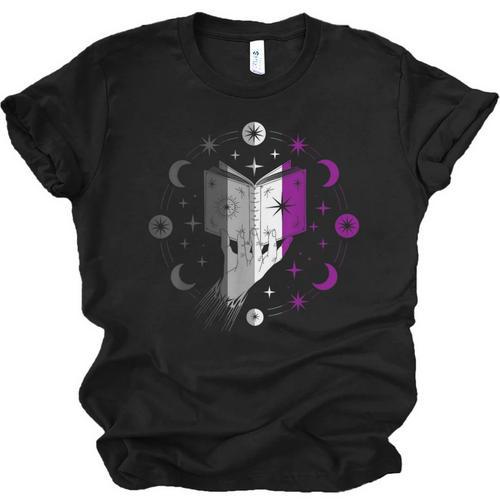 Ace Pride Book With Stars Moons And Magic Hand Unisex Jersey T-Shirt - Bookorys
