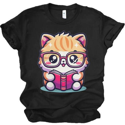 Adorable Book Lover Persian Cat With Reading Glasses Cute Unisex Jersey T-Shirt - Bookorys AU