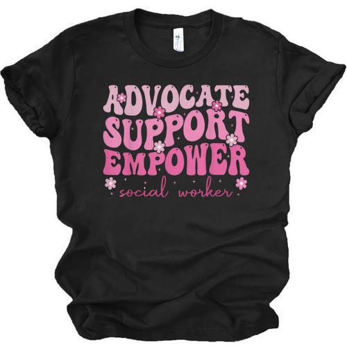 Advocate Support Empower Groovy Social Worker Graduation MSW Unisex Jersey T-Shirt - Best Gift Smart