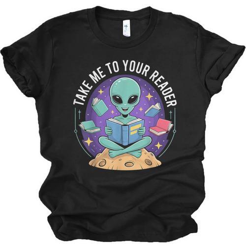 Alien Reader Reading Teacher Librarian Book Lover Unisex Jersey T-Shirt - Bookorys DE