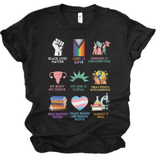 Ally Anti Trump Liberal BLM Love Is Love Banned Books Icons Unisex Jersey T-Shirt - Bookorys