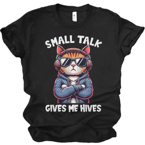 Anti Social Anxiety Mindfulness No Small Talk Introvert Cat Men Women Unisex Jersey T-Shirt - Raresse