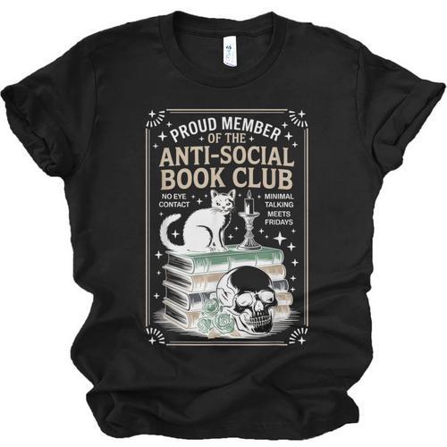 Anti-Social Book-Club Cat Graphic Unisex Jersey T-Shirt - Bookorys DE