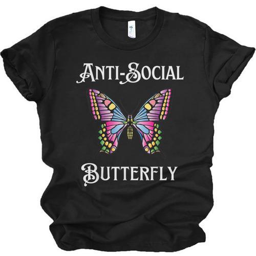 Antisocial Butterfly Aesthetic Introvert For Women Men Unisex Jersey T-Shirt - Raresse