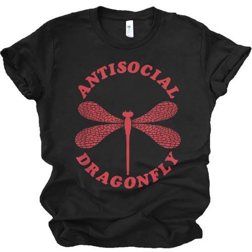 Antisocial Dragonfly Introvert Humor Nature Insect Graphic Unisex Jersey T-Shirt - Raresse