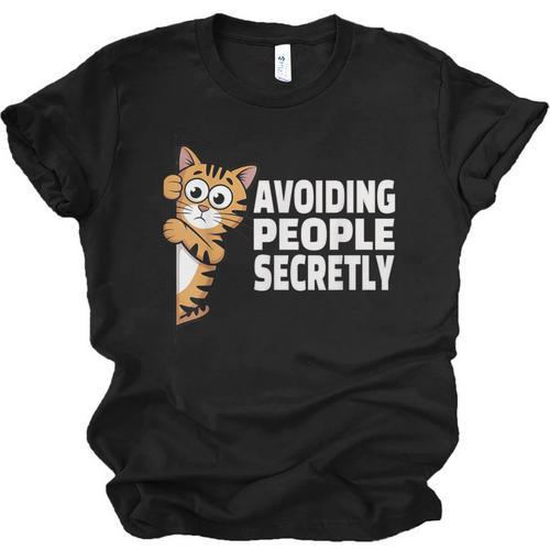 Avoiding People Secretly Cat Introvert Humor Unisex Jersey T-Shirt - Raresse
