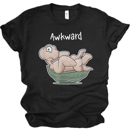 Awkward Turtle Upside Down Witty Comical Introvert Unisex Jersey T-Shirt - Raresse