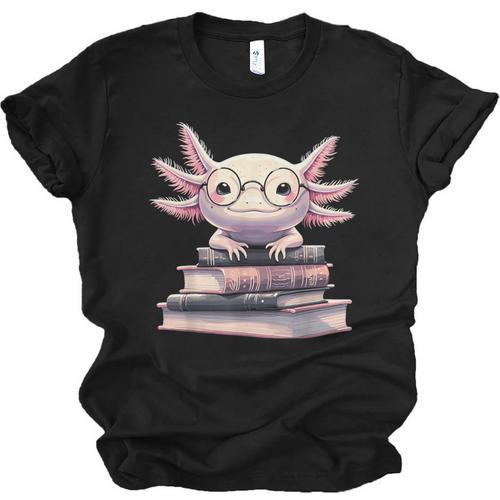 Axolotl Books Readsalotl Reading Bookworm Kawaii Axolotl Unisex Jersey T-Shirt - Bookorys