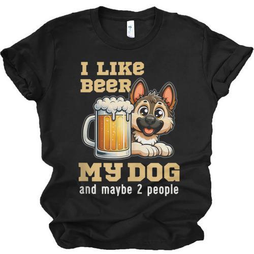 I Like Beer My Dog And Maybe 2 People Introvert Pun Unisex Jersey T-Shirt - Raresse