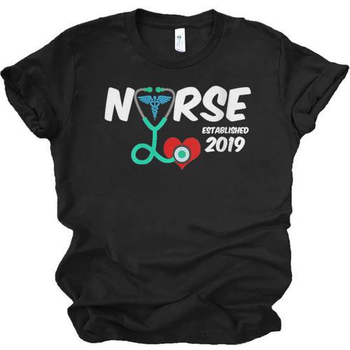 Best Nurse Graduation- RN Nurse Established 2019 LPN Unisex Jersey T-Shirt - Best Gift Smart