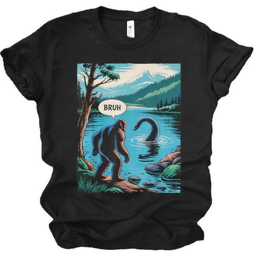 Bigfoot Sasquatch Loch Ness Monster Introvert Bruh Unisex Jersey T-Shirt - Raresse