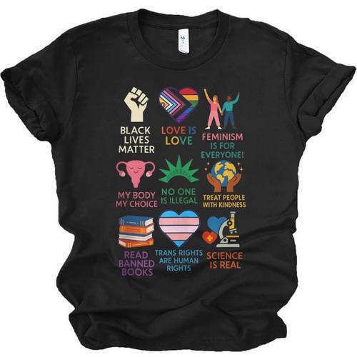 BLM Human Rights Feminism Trans Science Books LGBTQ Kindness Unisex Jersey T-Shirt - Bookorys DE