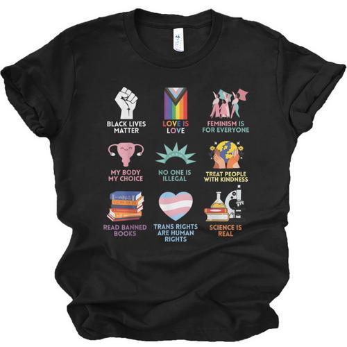 BLM Human Rights Feminism Trans Science Books LGBTQ Quote Unisex Jersey T-Shirt - Bookorys DE