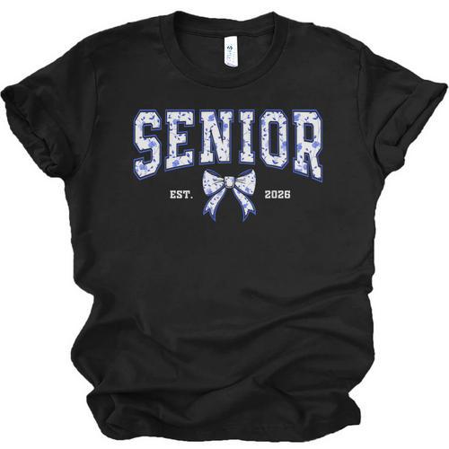 Blue Bow Coquette Floral Senior 2026 Graduation Class Unisex Jersey T-Shirt - Best Gift Smart