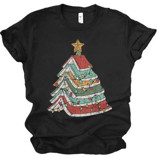 Book Christmas Tree For Librarians Book Lovers Unisex Jersey T-Shirt - Bookorys