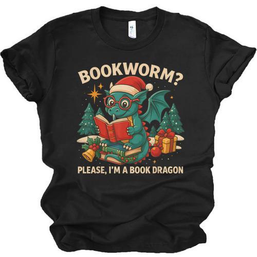 Book Dragon Christmas Reading For Fantasy Lovers Unisex Jersey T-Shirt - Bookorys AU