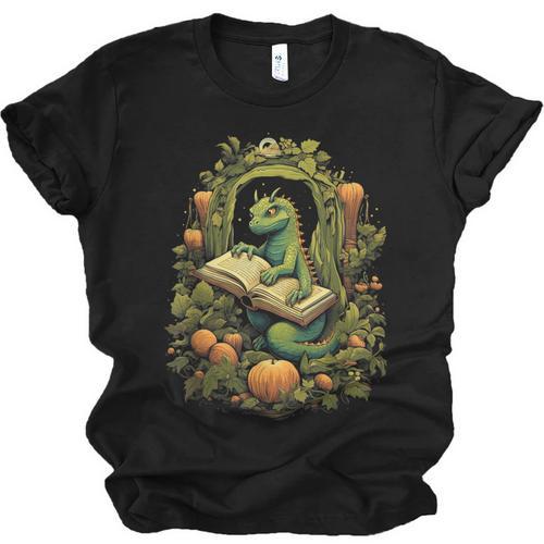 Book Dragon Reading Books Bookworm Fantasy Unisex Jersey T-Shirt - Bookorys AU