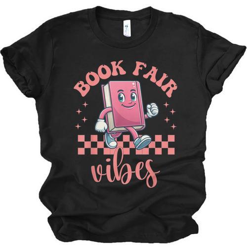 Book Fair Vibes School Librarian Retro 70s Reading Bookworm Unisex Jersey T-Shirt - Bookorys DE