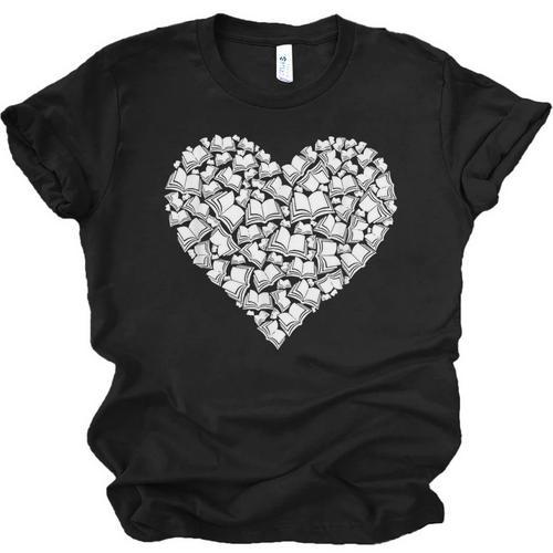 Book Lover Heart Shape Reading Librarian Library Teacher Unisex Jersey T-Shirt - Bookorys DE