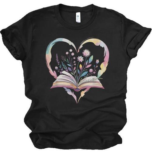 Book Lover Heart Shaped Reading Art Bookworm Unisex Jersey T-Shirt - Bookorys DE