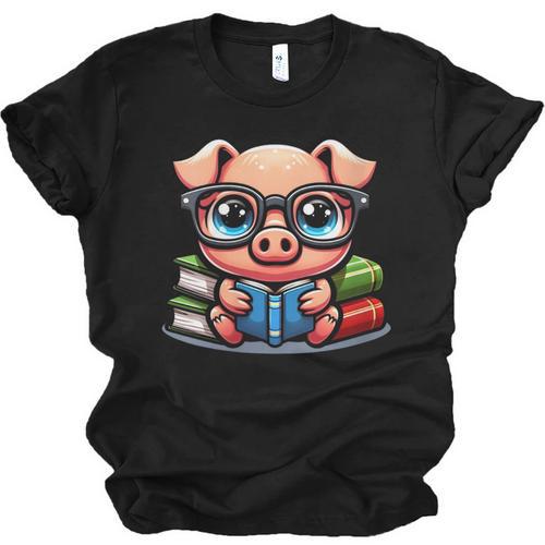 Book Lover Reading Pig Unisex Jersey T-Shirt - Bookorys