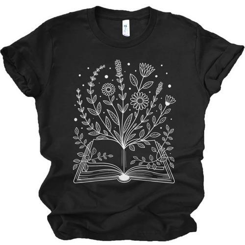Book Lovers Wildflowers Cottagecore Botanical Plants Nature Unisex Jersey T-Shirt - Bookorys UK
