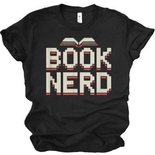 Book Nerd Retro Pixel Reading Librarian Aesthetic Unisex Jersey T-Shirt - Bookorys AU