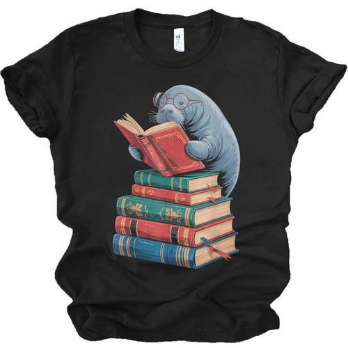 Book Reading Book Reader Manatees Sea Animal Sea Cow Manatee Unisex Jersey T-Shirt - Bookorys