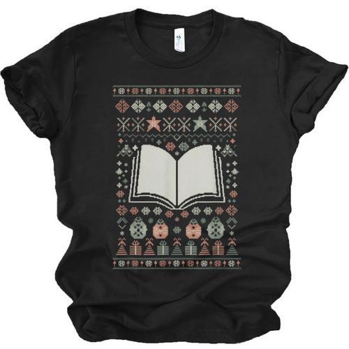 Book Reading Ugly Christmas Unisex Jersey T-Shirt - Bookorys AU