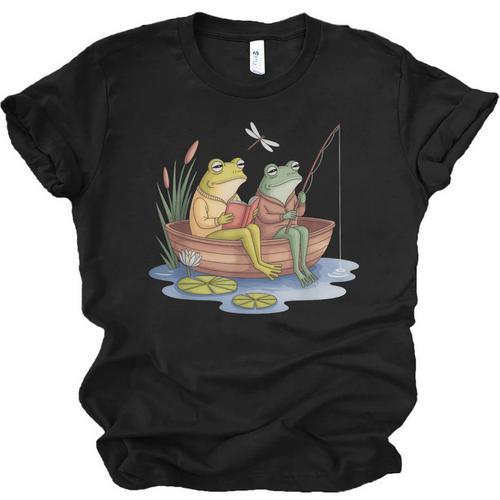 Book Shirt Frog Toad Fishing Vintage Book Frog Unisex Jersey T-Shirt - Bookorys