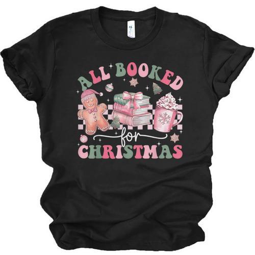 All Booked For Christmas Book Coffee Latte Gingerbread Unisex Jersey T-Shirt - Bookorys