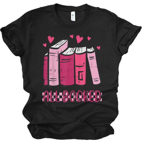 All Booked Read Book Reading Librarian Men Women Kids Unisex Jersey T-Shirt - Bookorys DE