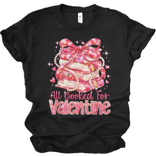 All Booked For Valentine Cute Pink Book Lover Aesthetic Unisex Jersey T-Shirt - Bookorys
