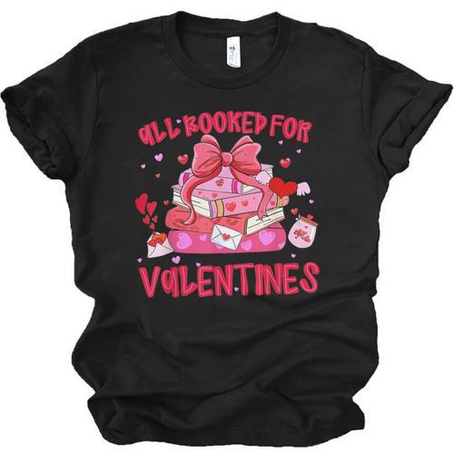 All Booked For Valentines Coquette Bow Book Valentine Day Unisex Jersey T-Shirt - Bookorys